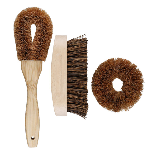 фото набор из 3 экологически чистых щеток из кокосового волокна natural elements kitchen craft | 220svet.ru