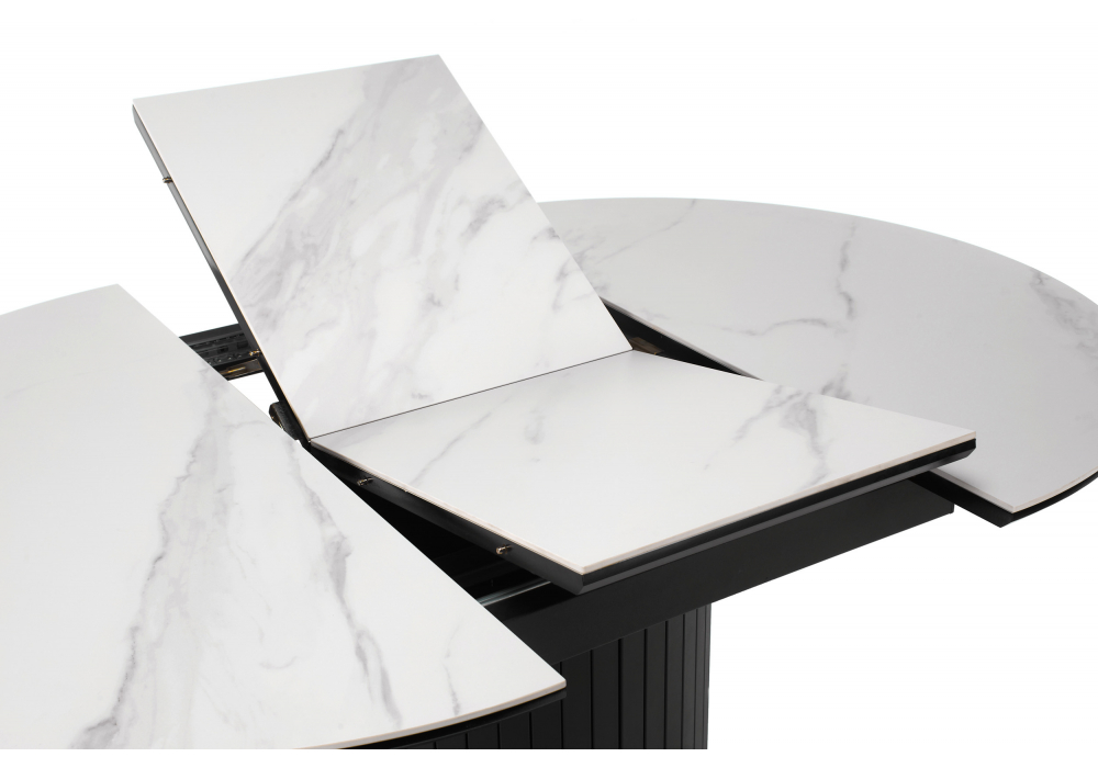 фото керамический стол раскладной woodville лорен 100(140) snow white / черный 664691 | 220svet.ru