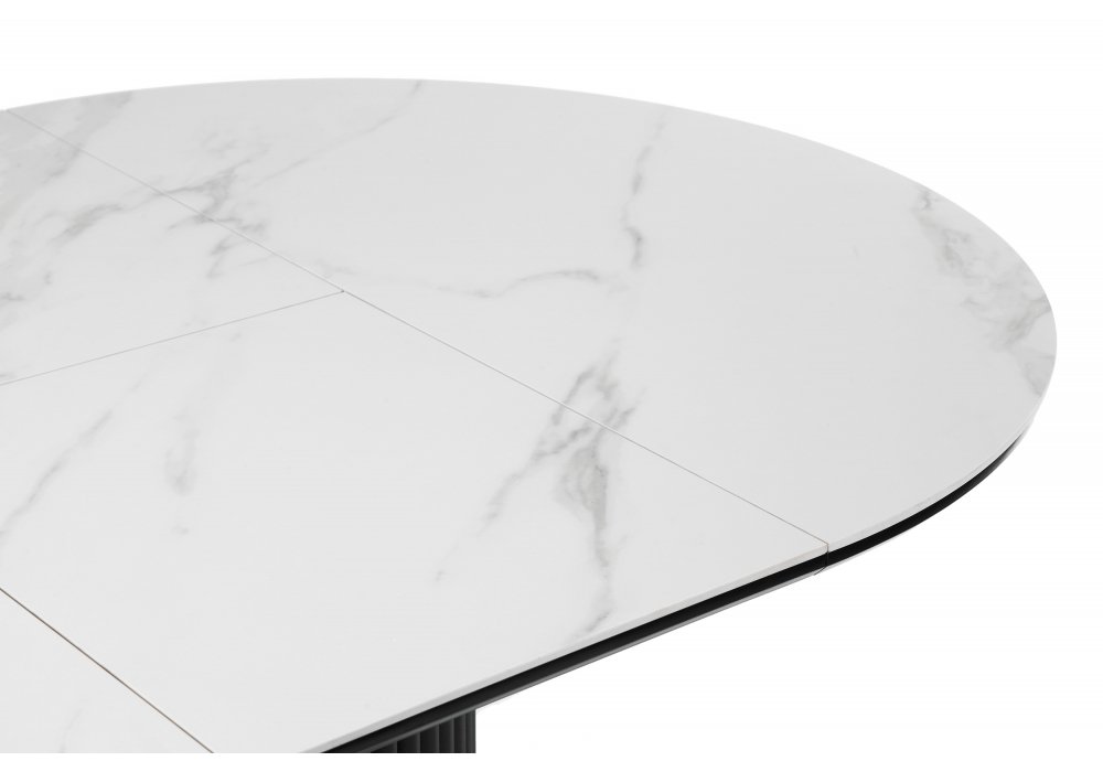 фото керамический стол раскладной woodville стивен 100(140) snow white / черный 664694 | 220svet.ru