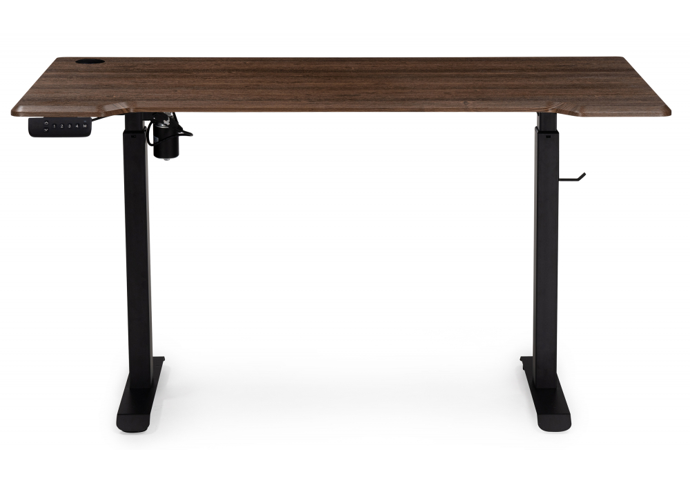 фото компьютерный стол с механизмом подъема 140х80х75 woodville маркос черный / кантри орех 578488 | 220svet.ru