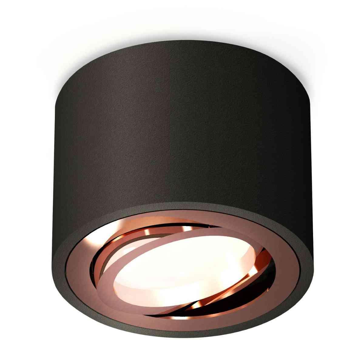 фото комплект накладного светильника ambrella light techno spot xs7511005 sbk/ppg черный песок/золото розовое полированное (c7511, n7005) | 220svet.ru