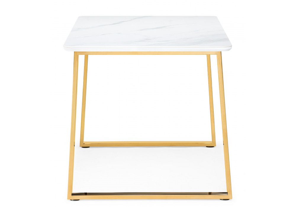 фото керамический стол woodville селена 2 140х80х77 белый мрамор / золото 571412 | 220svet.ru