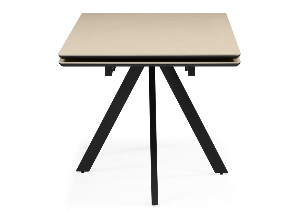 фото керамический стол раздвижной woodville вилли 140(200)х80 okara light yellow / черный 664954 | 220svet.ru