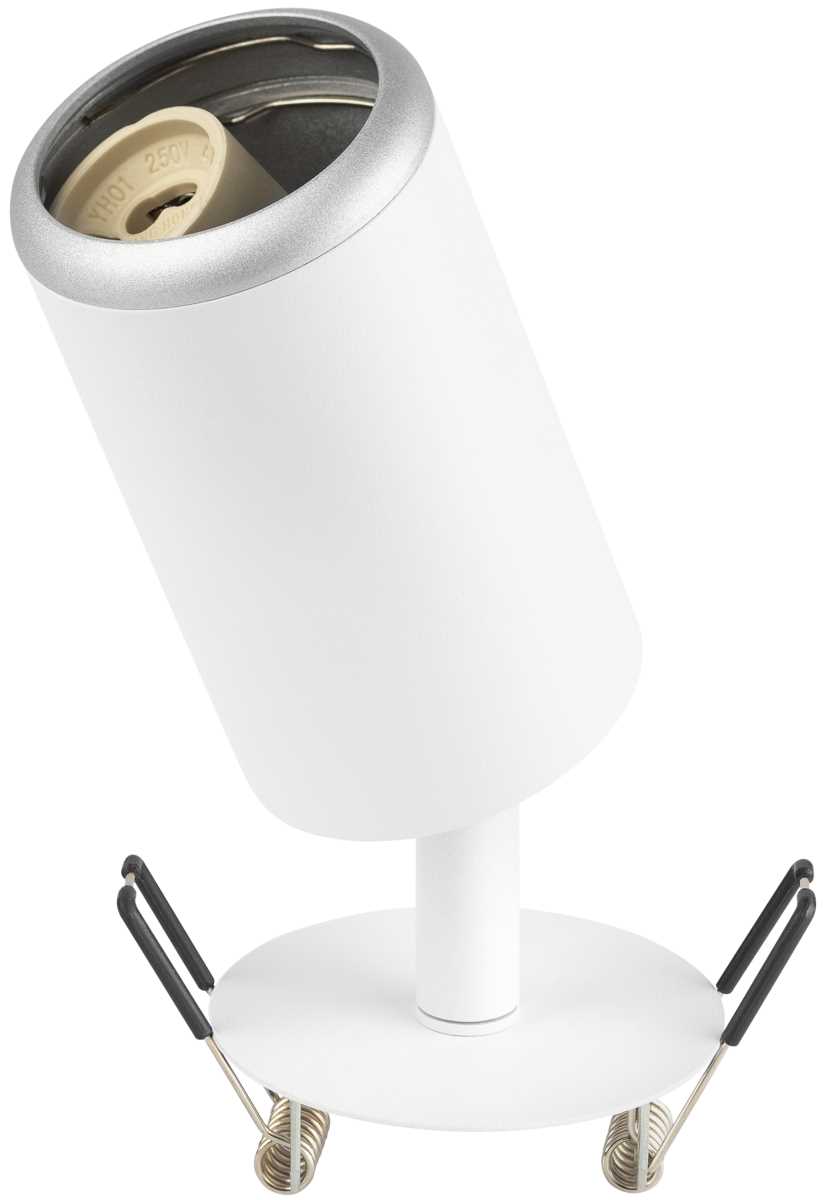 фото светильник встраиваемый алюминиевый эра kl106 wh/sl под лампу mr16 gu10 белый/серебро матовый б0061634 | 220svet.ru