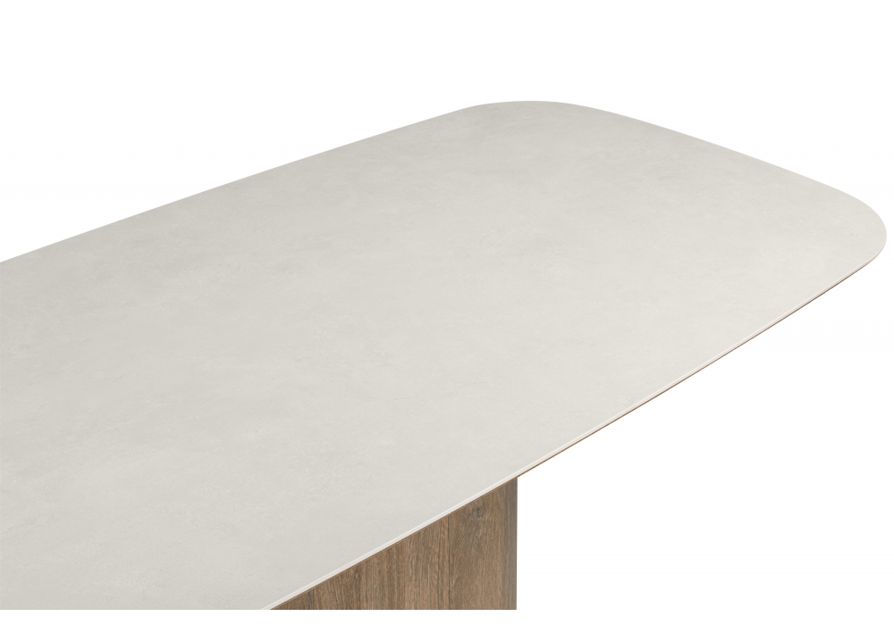 фото керамический стол woodville эллипсо 200х90 light grey / дуб американский 664912 | 220svet.ru