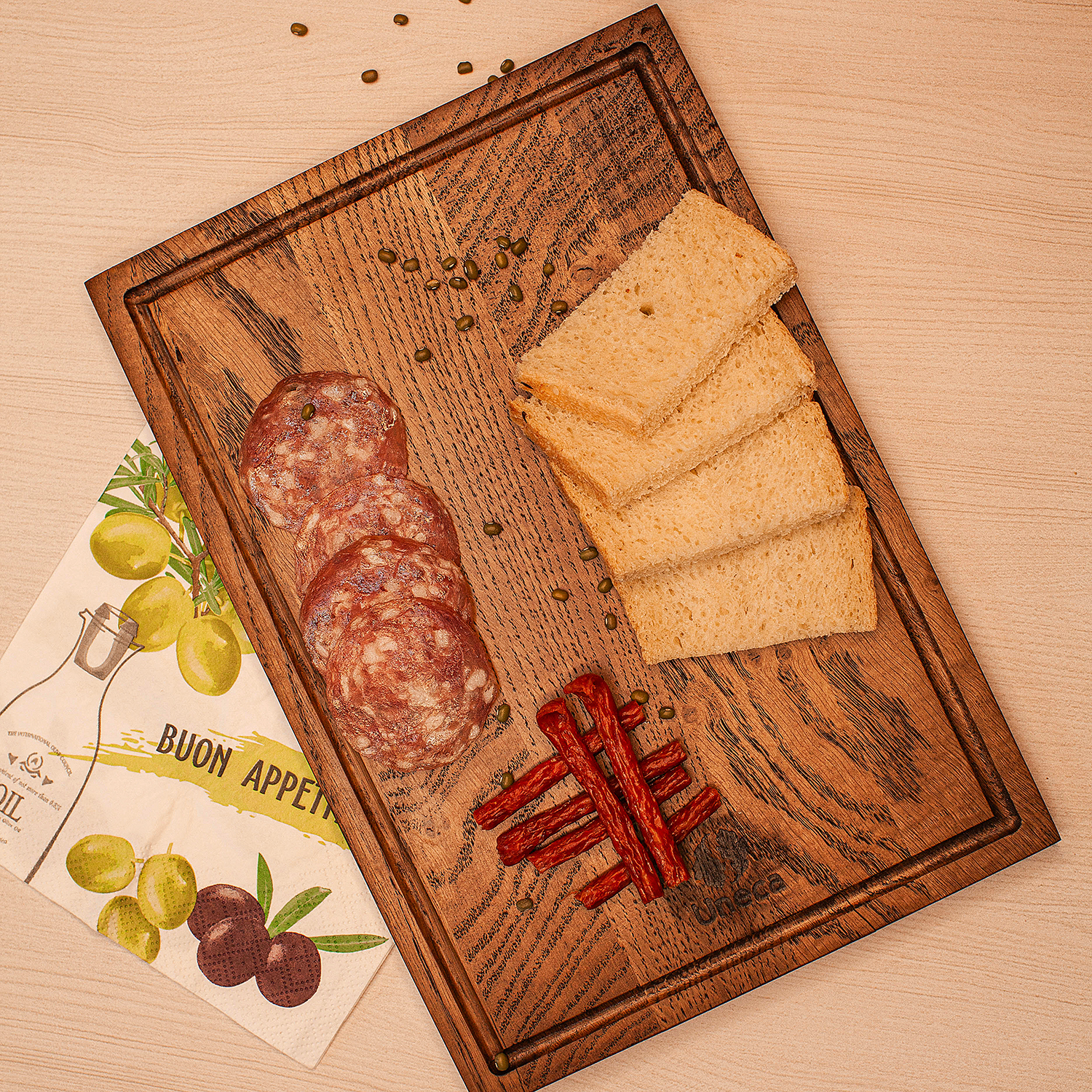 фото доска разделочная прямоугольная 30х21х1,8 см деревянная, дуб uneca | 220svet.ru