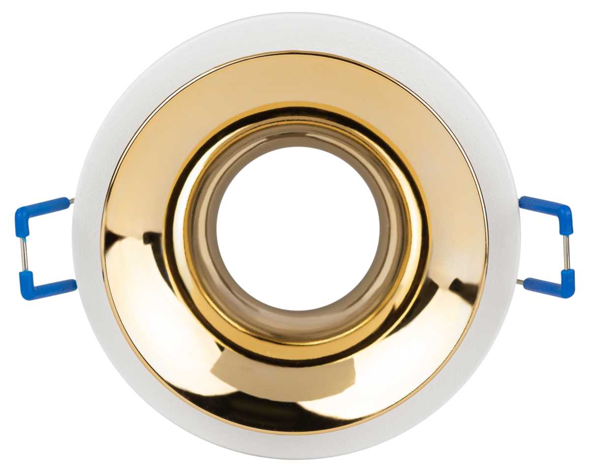 фото светильник встраиваемый декоративный эра kl103 wh/gd под лампу mr16 gu5.3 белый/золото б0056351 | 220svet.ru
