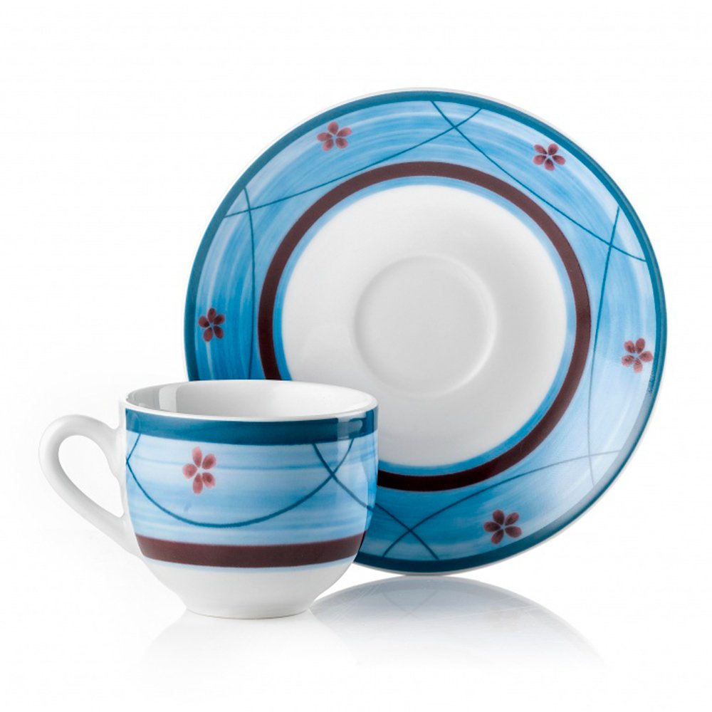 фото сервиз кофейный blue servizio caffe jardin, чашки с блюдцами, 100 мл, 6 персон fade | 220svet.ru