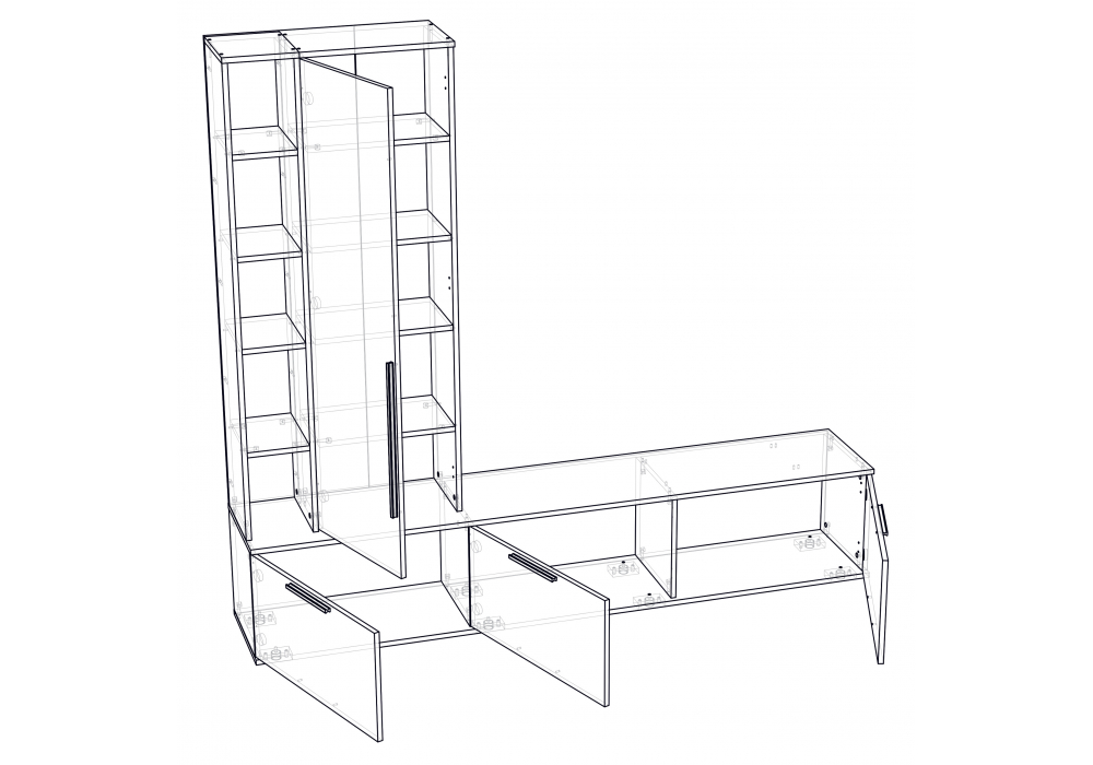 фото готовая гостиная комплектация 2 woodville филеста белый / дуб вотан 664935 | 220svet.ru