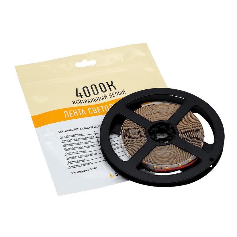 фото лента swg 7,2w/m 80led/m 2835smd нейтральный белый 5m 003595 | 220svet.ru