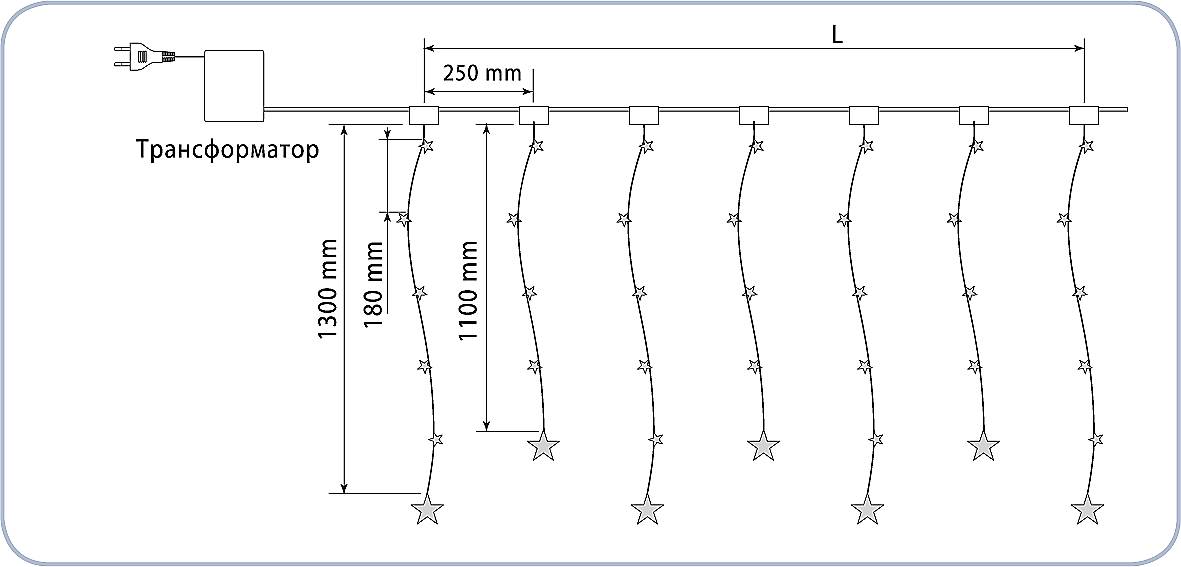 Схема гирлянды занавес на светодиодах 220в