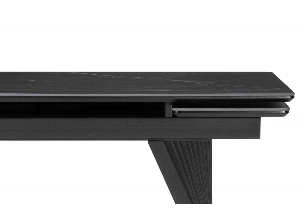 фото керамический стол 140(200)х80 раскладной woodville вейв shakespeare black / черный 626002 | 220svet.ru