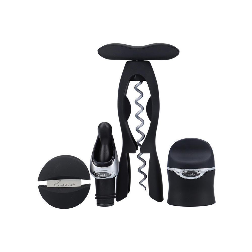 фото набор для вина rabbit 4 пр.: штопор, нож для фольги, воронка для бутылки и пробка для вина или шампа kitchen craft | 220svet.ru