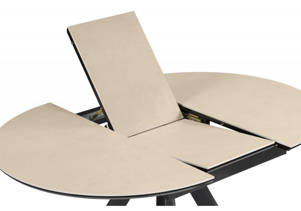 фото керамический стол раздвижной woodville трейси 90 okara light yellow / черный 664952 | 220svet.ru