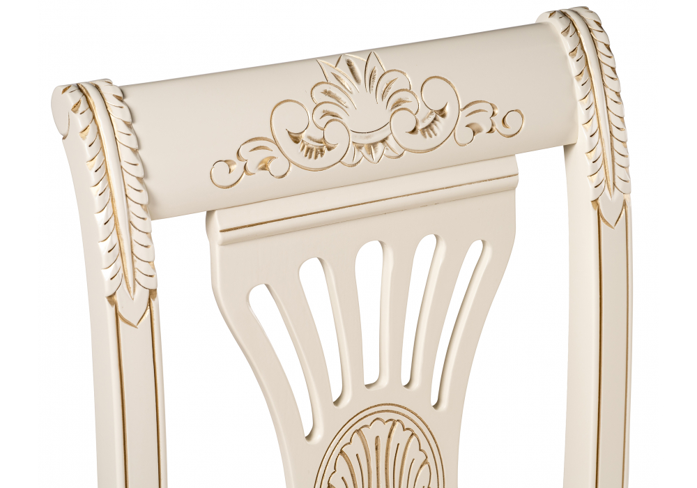 фото стул деревянный woodville roy золото патина тк. к02 бежевая / слоновая кость 671443 | 220svet.ru