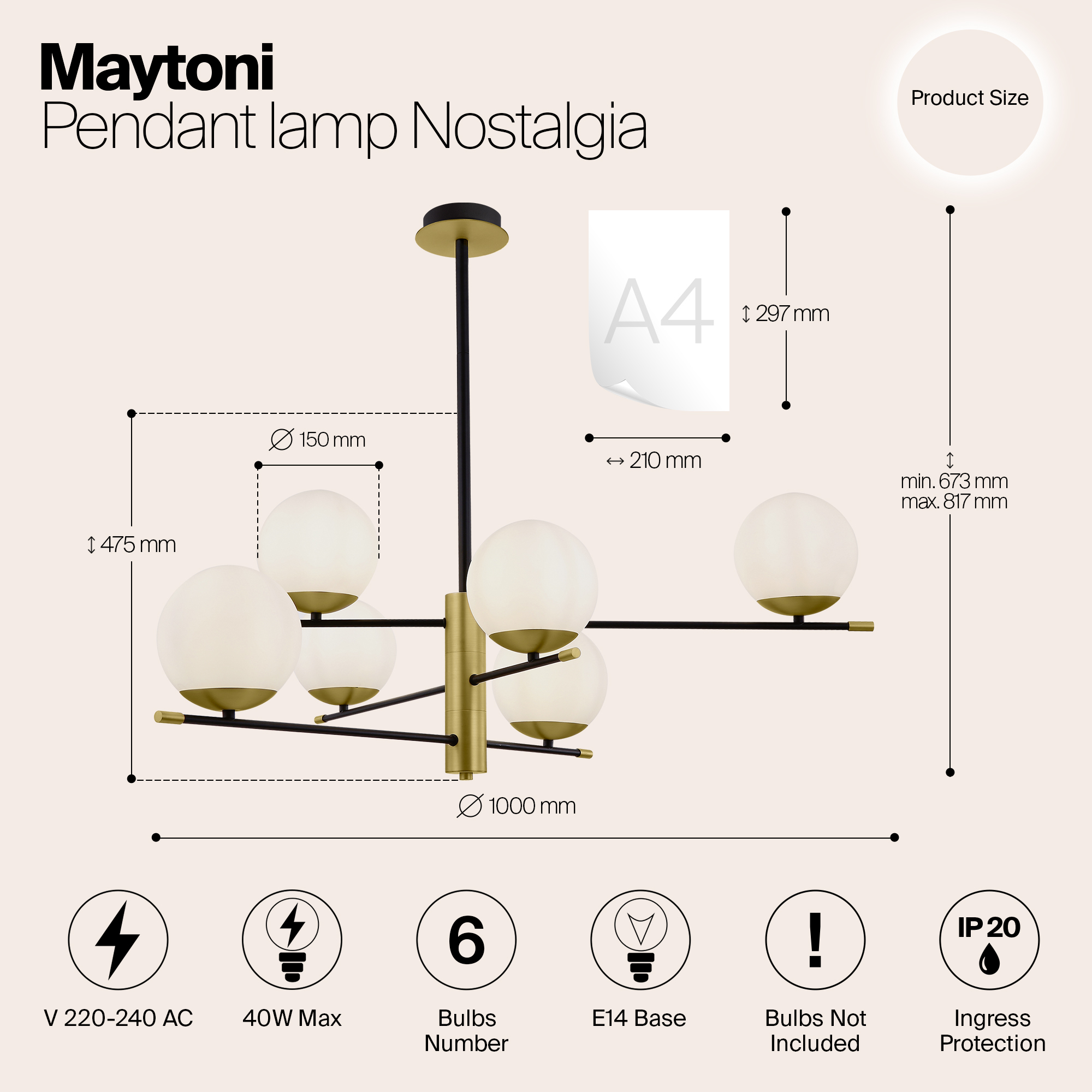 фото подвесной светильник maytoni nostalgia mod048pl-06g | 220svet.ru