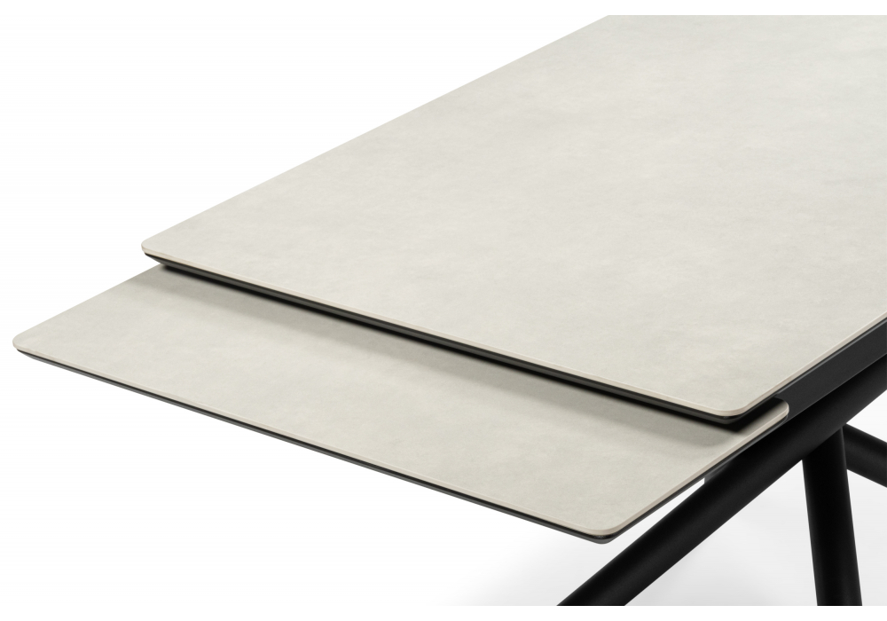 фото керамический стол раскладной woodville мэриан 120(180)х80 carmen light grey / черный 625719 | 220svet.ru