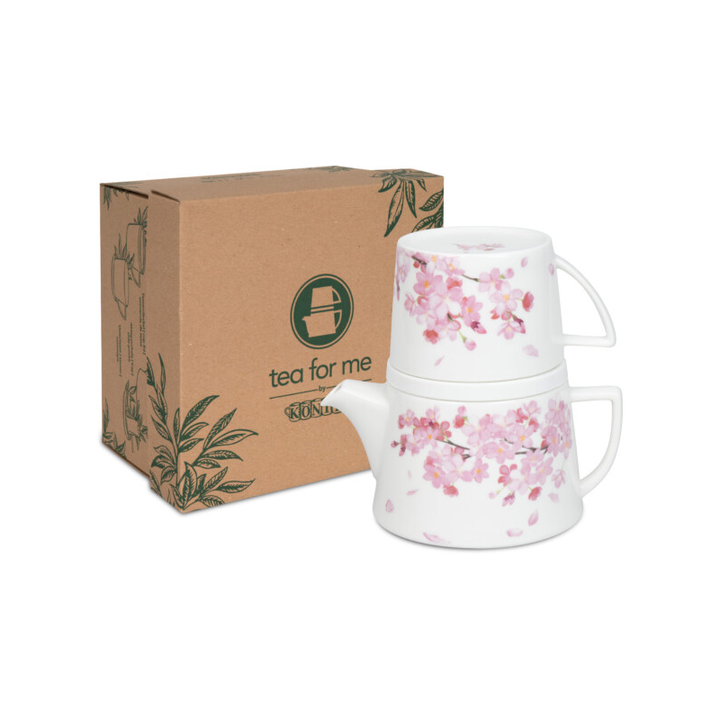 фото набор "чай для меня" - цветущая вишня чайник заварочный + кружка + подставка koenitz | 220svet.ru