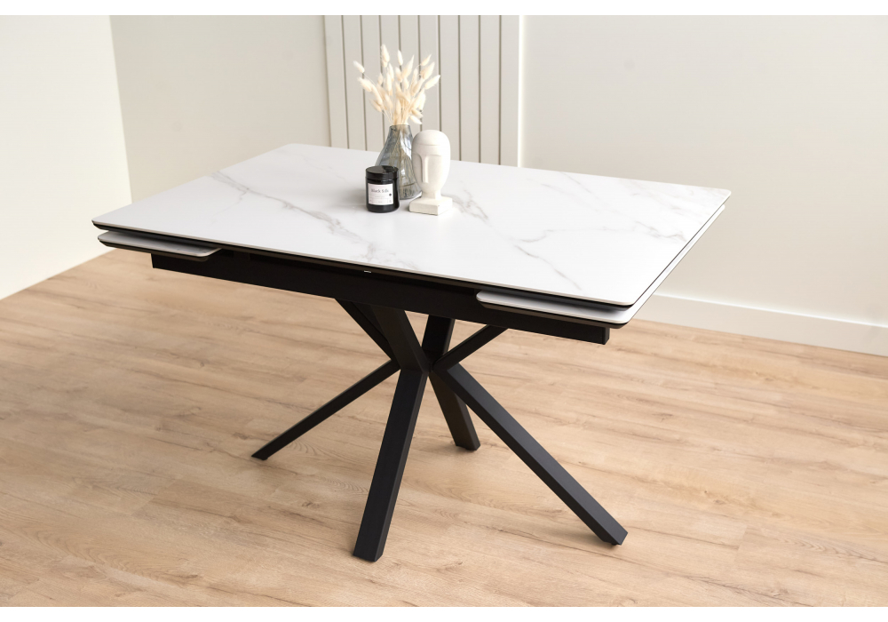 фото керамический стол раскладной 120(180)х80 woodville старлайт snow alpin / черный 622888 | 220svet.ru