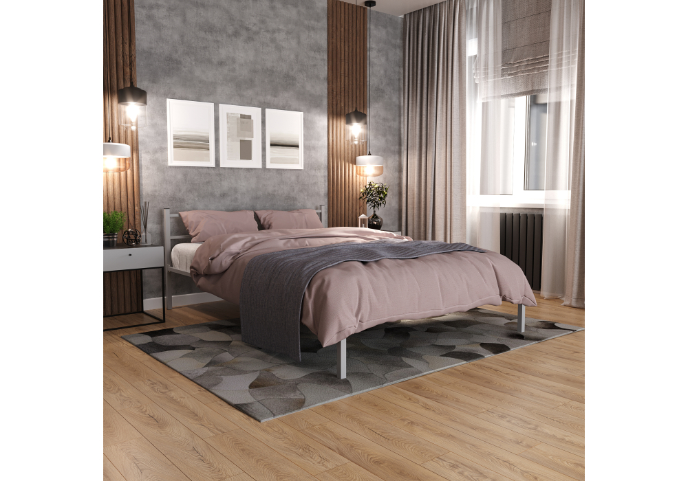 фото кровать полутораспальная  woodville фади 140х200 серая 462537 | 220svet.ru