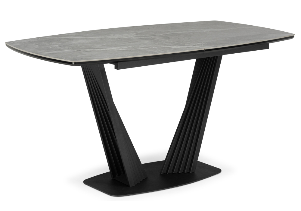 фото керамический стол раскладной 140(180)х80 woodville вейл larka grey / черный 625961 | 220svet.ru