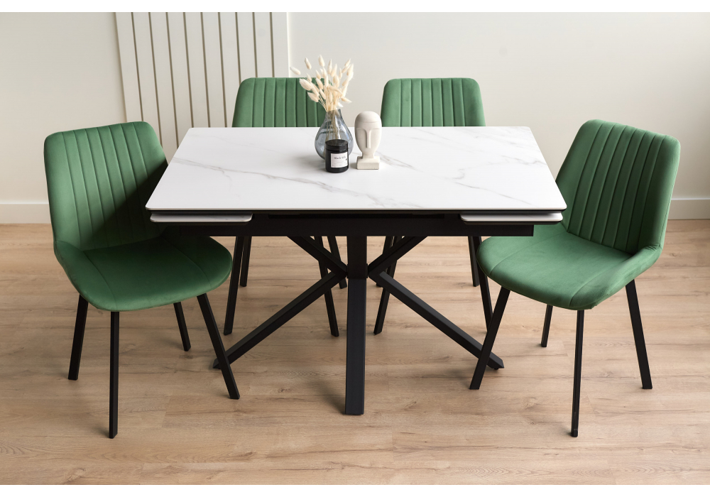 фото керамический стол раскладной 120(180)х80 woodville старлайт snow alpin / черный 622888 | 220svet.ru