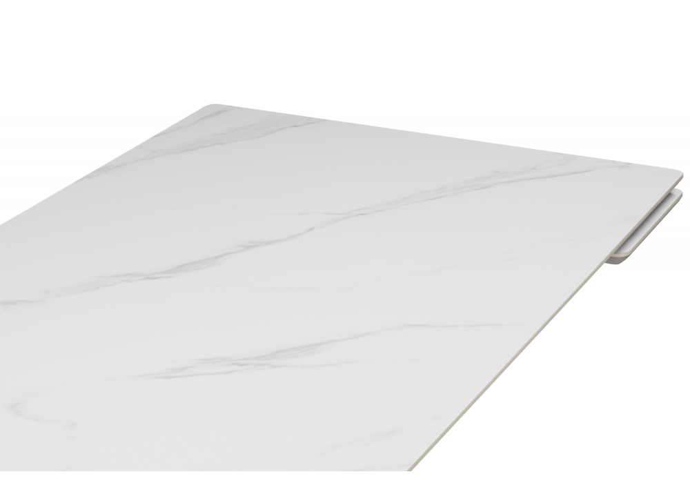 фото керамический стол раскладной woodville вилли 140(200)х80 белый мрамор snow white / серый 631645 | 220svet.ru