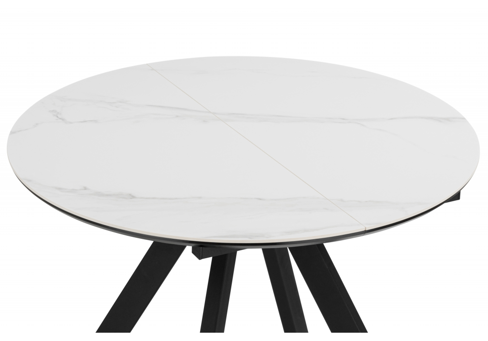 фото керамический стол раскладной woodville трейси 90 snow white / черный 664950 | 220svet.ru