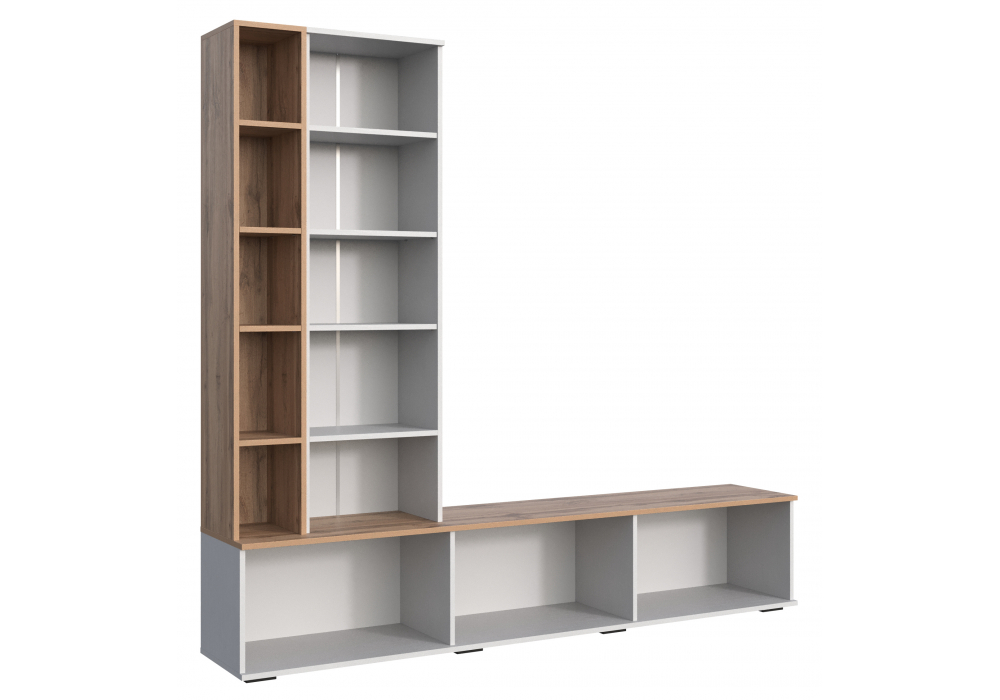 фото готовая гостиная комплектация 2 woodville филеста белый / дуб вотан 664935 | 220svet.ru