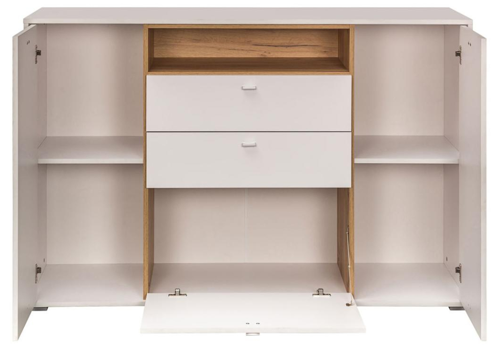 фото комод woodville бэль 10.95 белый премиум / дуб золотой craft 330346 | 220svet.ru