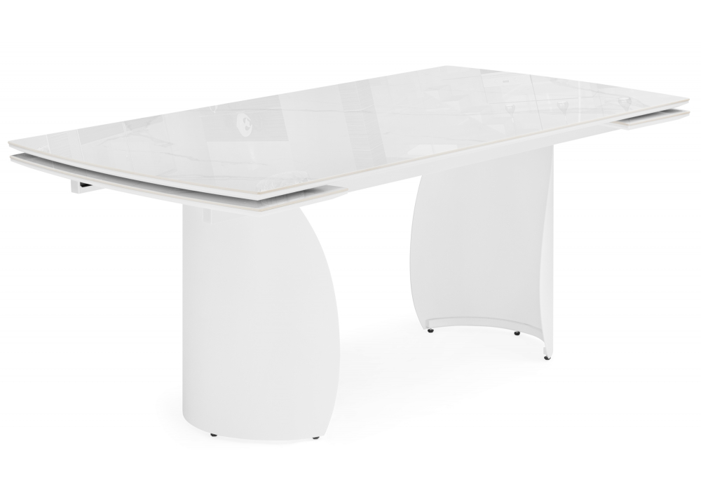 фото керамический стол раскладной 180(240)x90 woodville готланд statuario titan gloss / белый 621515 | 220svet.ru