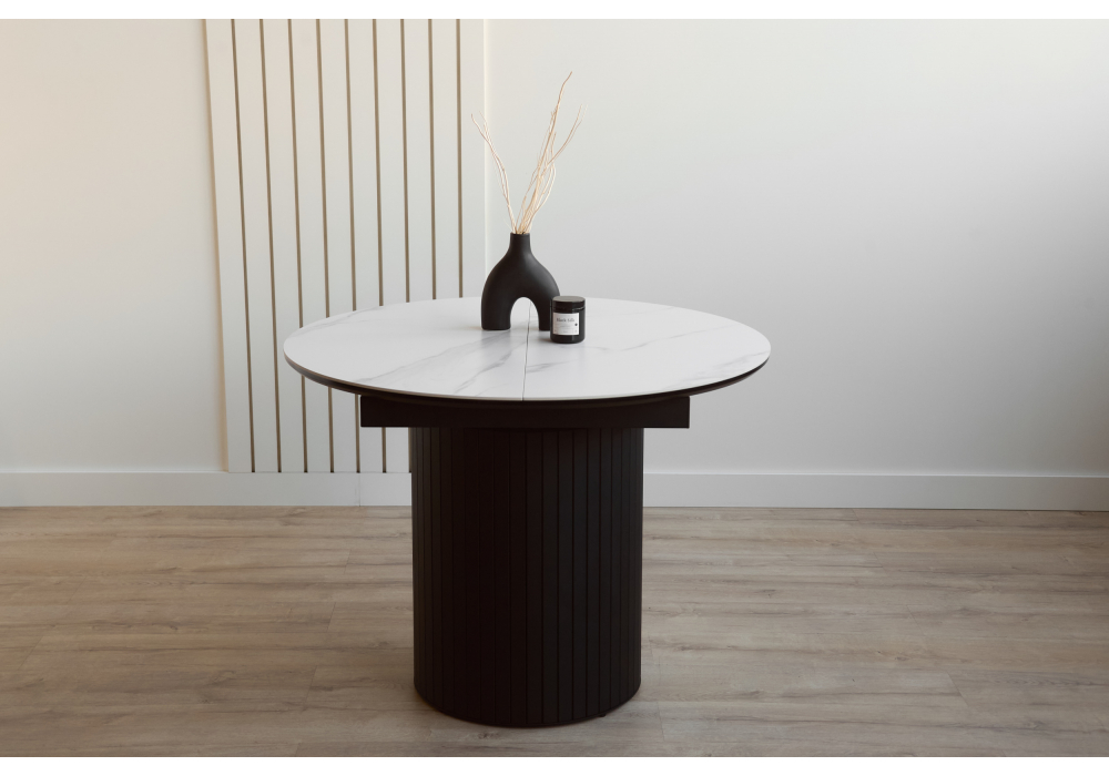 фото керамический стол раскладной woodville лорен 100(140) snow white / черный 664691 | 220svet.ru