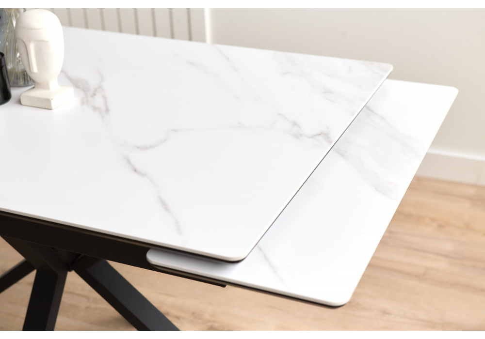 фото керамический стол раскладной 120(180)х80 woodville старлайт snow alpin / черный 622888 | 220svet.ru