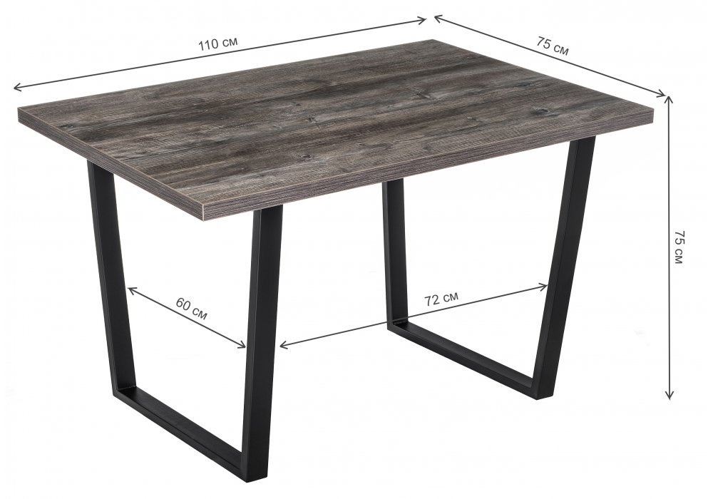 фото стол деревянный эльпатия 110 дуб рошелье / черный матовый | 220svet.ru