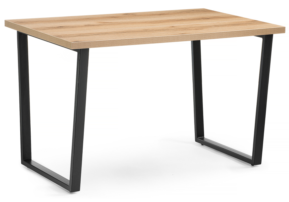 фото стол деревянный woodville лота лофт 120 25 мм дуб вотан / матовый черный 489610 | 220svet.ru