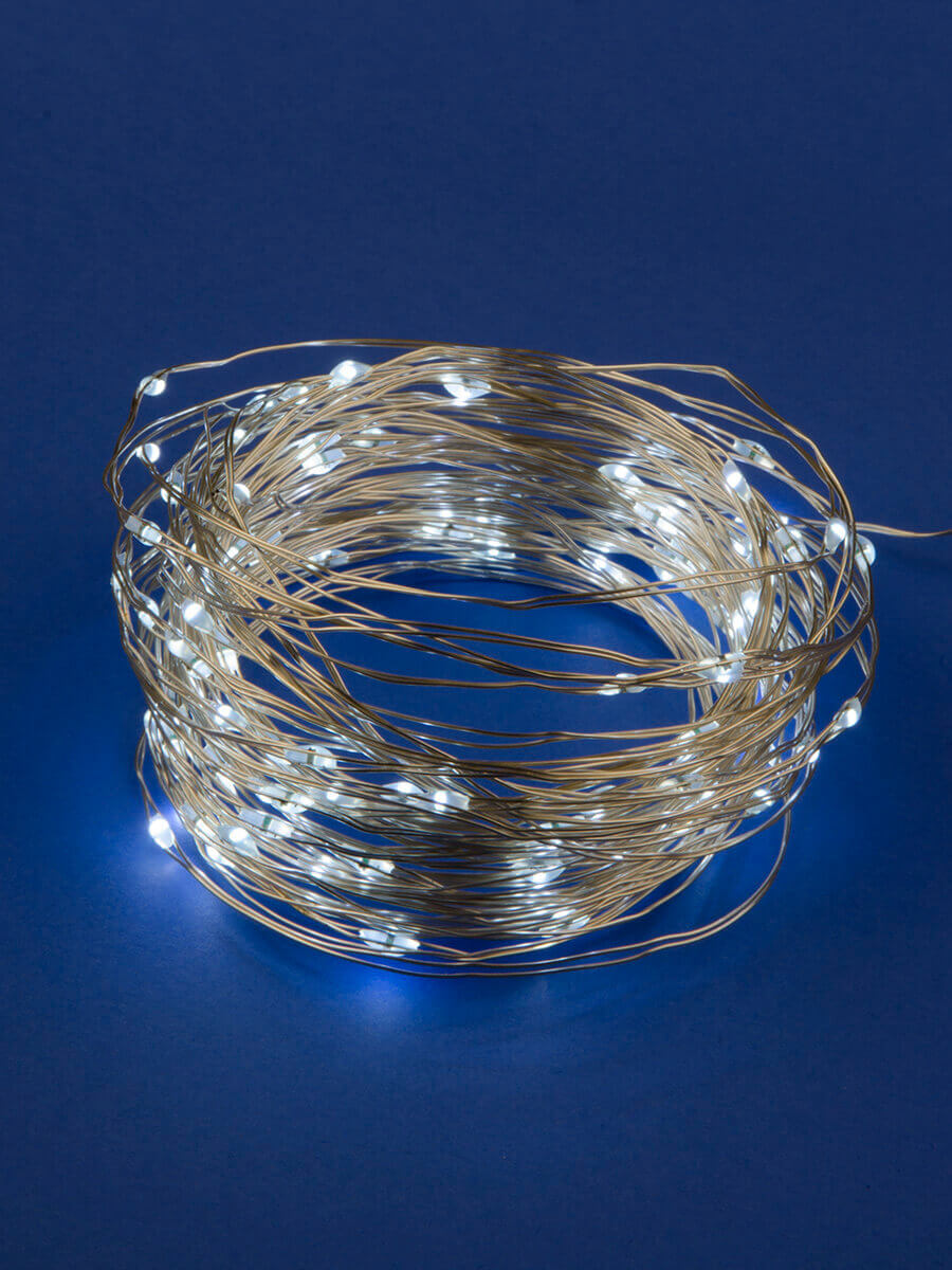 фото светодиодная гирлянда uniel роса белый uld-s1000-100/scb/3aa white ip20 dew ul-00007186 | 220svet.ru