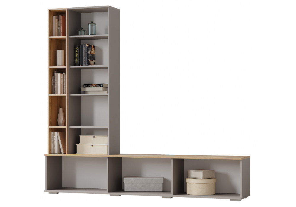 фото готовая гостиная комплектация 1 woodville филеста кашемир / дуб вотан 664939 | 220svet.ru