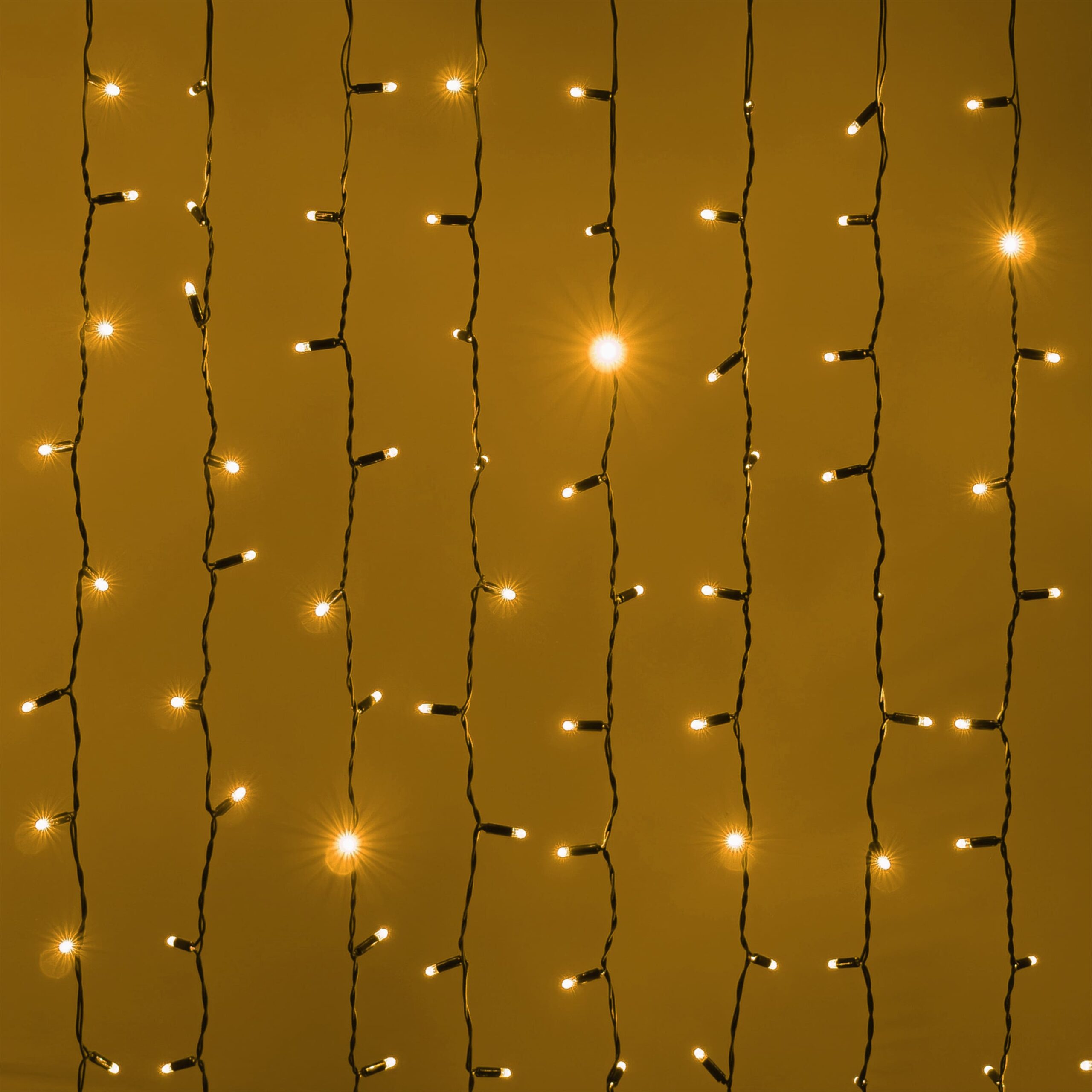 фото гирлянда занавес 2x2м желтый 220в провод черный каучук ip65 ltc eco402-1-2y | 220svet.ru