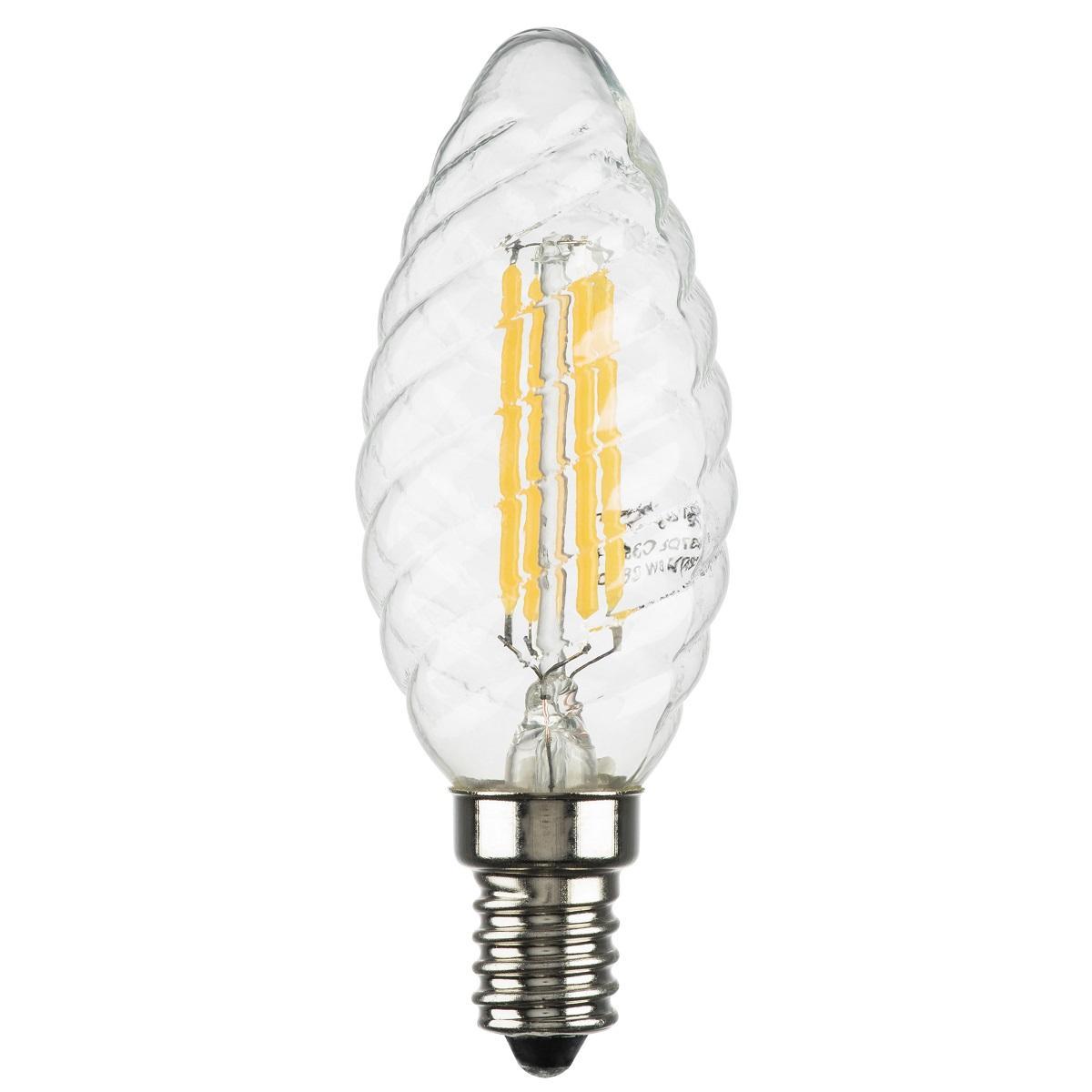 фото лампа светодиодная филаментная lightstar led filament e14 6w 3000k свеча прозрачная 933702 | 220svet.ru