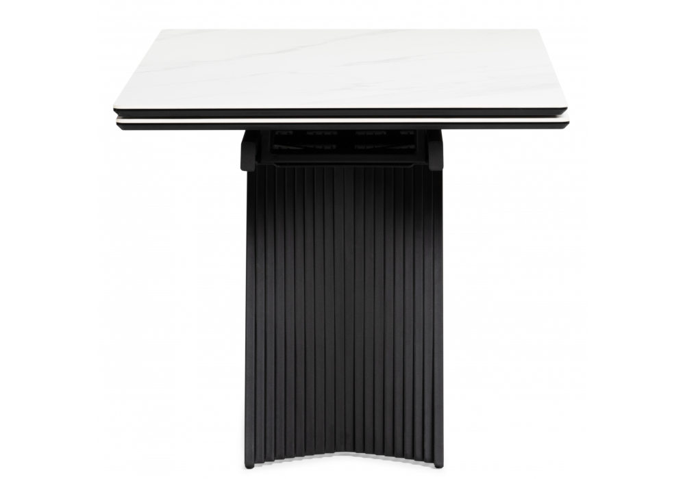 фото керамический стол раздвижной woodville вейв 160(220)х89х75 белый мрамор snow white / черный 612186 | 220svet.ru