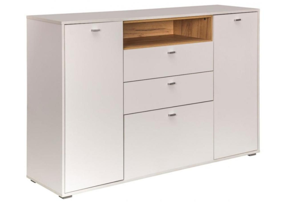 фото комод woodville бэль 10.95 белый премиум / дуб золотой craft 330346 | 220svet.ru