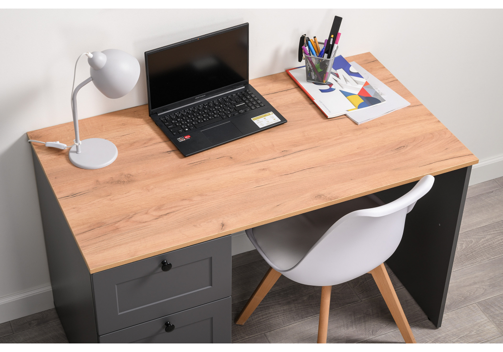 фото письменный стол woodville опра серый графит / дуб золотой craft 676811 | 220svet.ru