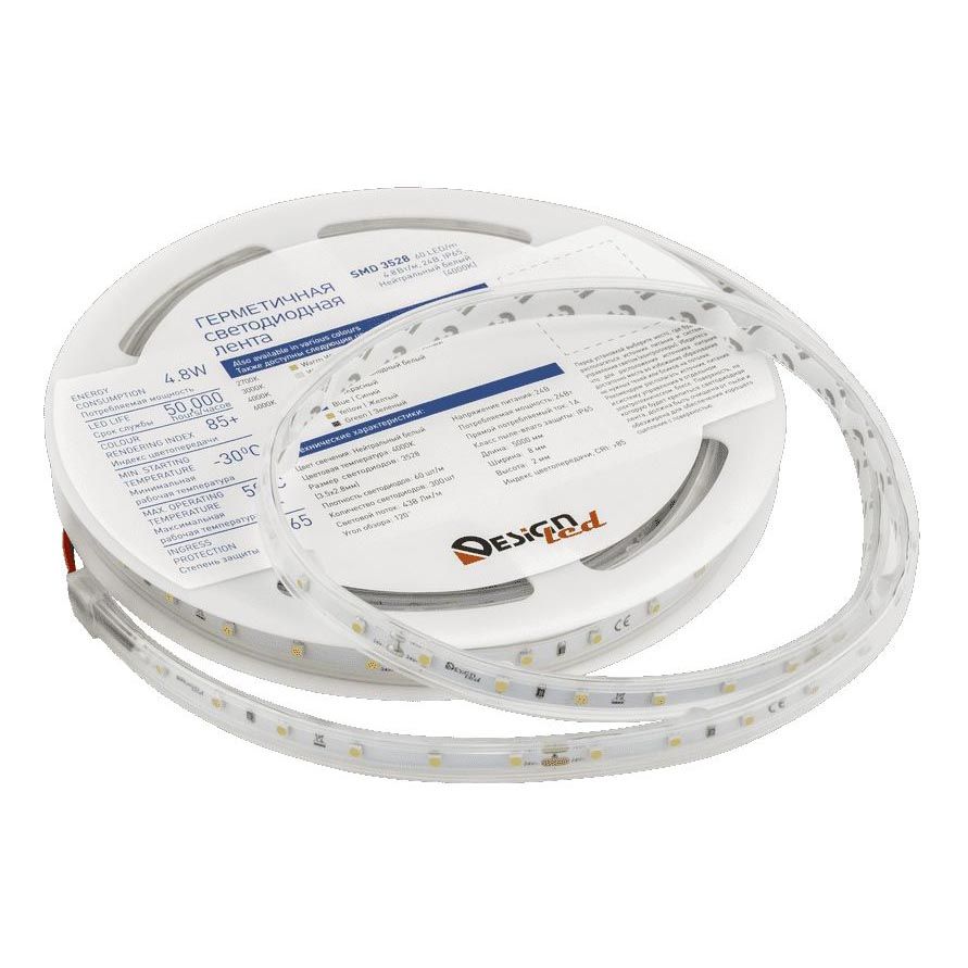 фото влагозащищенная лента designled 4,8w/m 60led/m 3528smd нейтральный белый 5m 005703 | 220svet.ru