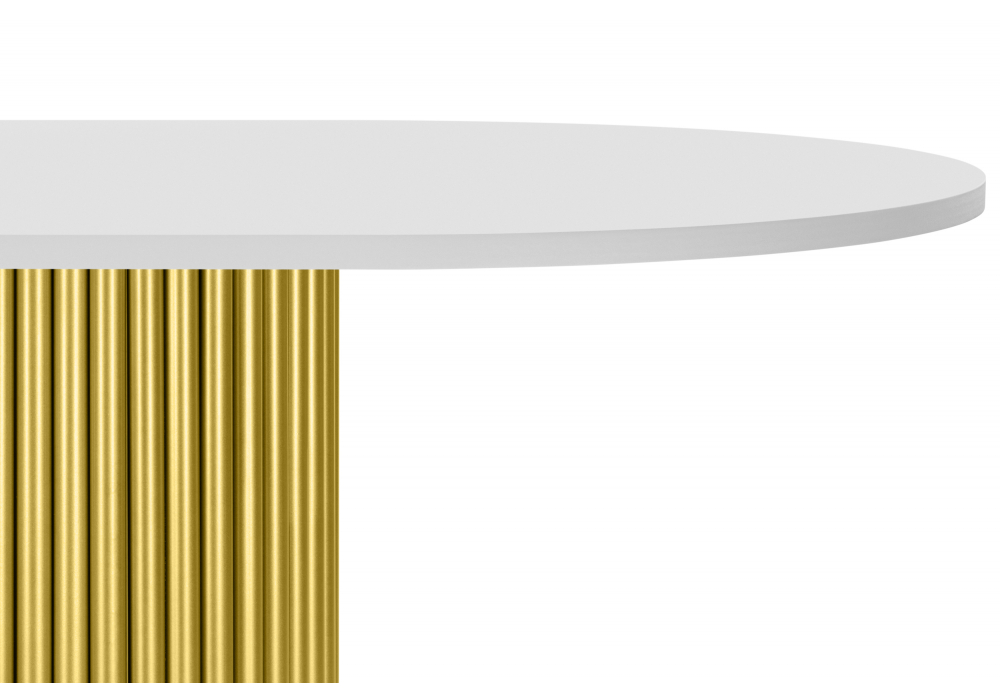 фото стол деревянный woodville барон о 180 х 90 белая пленка шагрень / золотые ноги 620283 | 220svet.ru