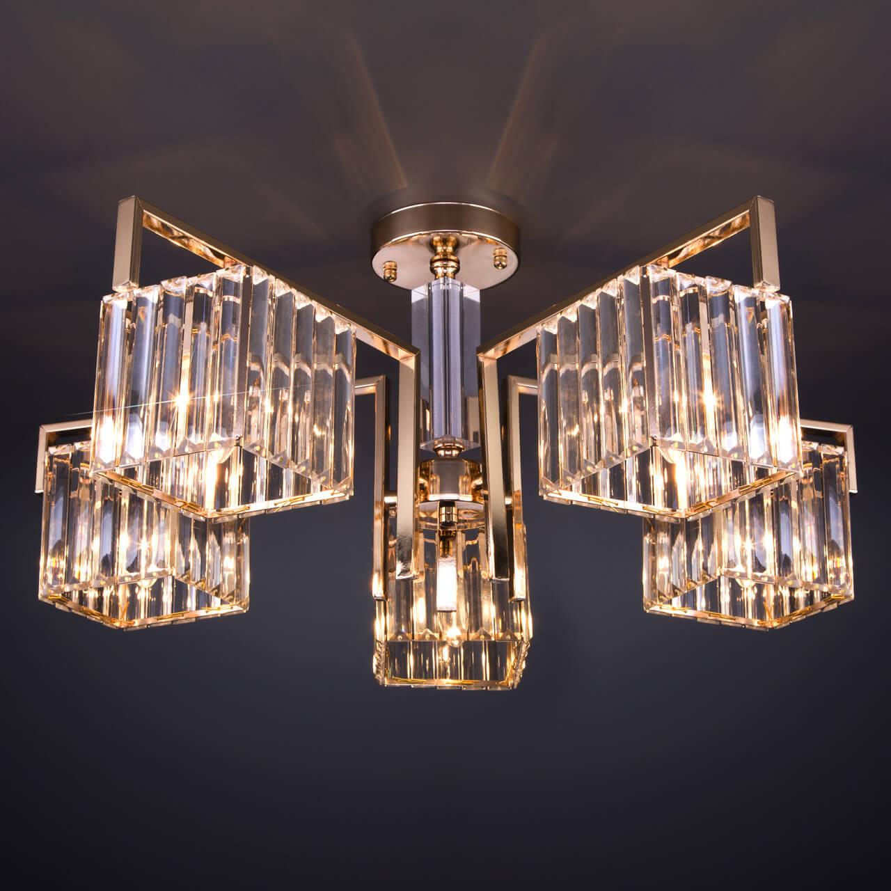 фото потолочная люстра eurosvet 10126/5 золото/прозрачный хрусталь strotskis smart | 220svet.ru