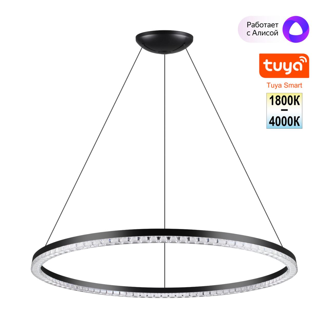 фото подвесной светодиодный светильник с пультом ду novotech monile 359711 черный | 220svet.ru