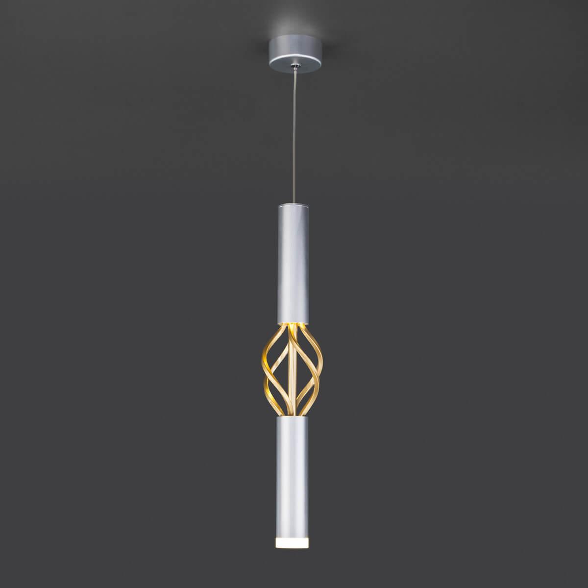 фото подвесной светодиодный светильник eurosvet 50191/1 led матовое серебро/матовое золото | 220svet.ru