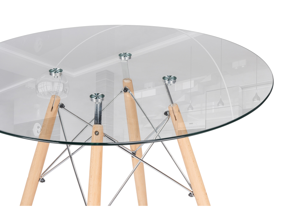 фото стол стеклянный woodville pt-151 90х90х76 clear glass / wood 15487 | 220svet.ru