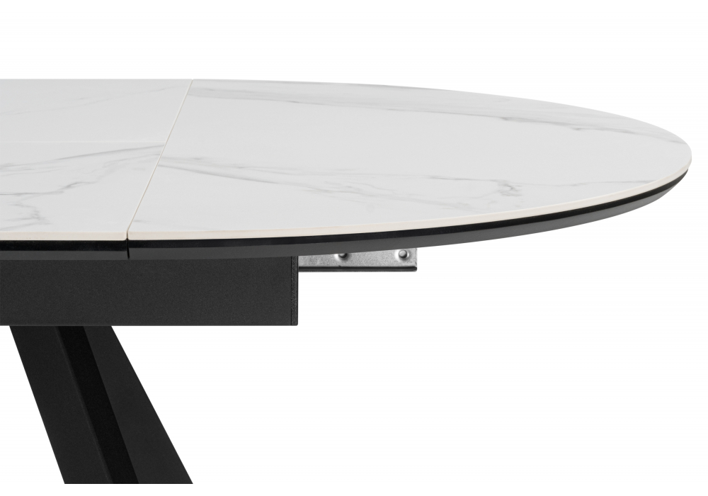 фото керамический стол раскладной woodville трейси 90 snow white / черный 664950 | 220svet.ru