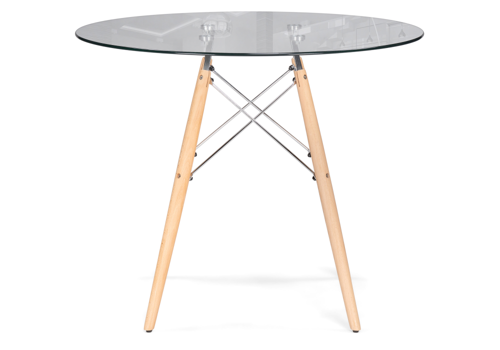 фото стол стеклянный woodville pt-151 90х90х76 clear glass / wood 15487 | 220svet.ru